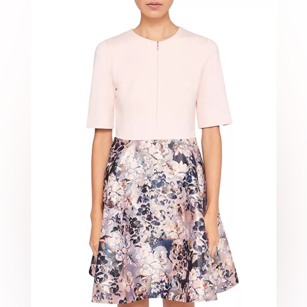 TED BAKER Amarlia Eloquent Jacquard Skater Dress size 3 like new